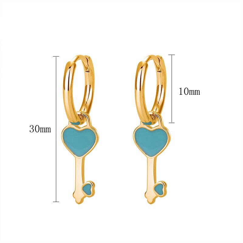 2022 Trend Blue Turquoises Series Hoop Earrings 925 Sterling Silver Ear Needle Small Earrings For Women Delicate Jewelry Pendant