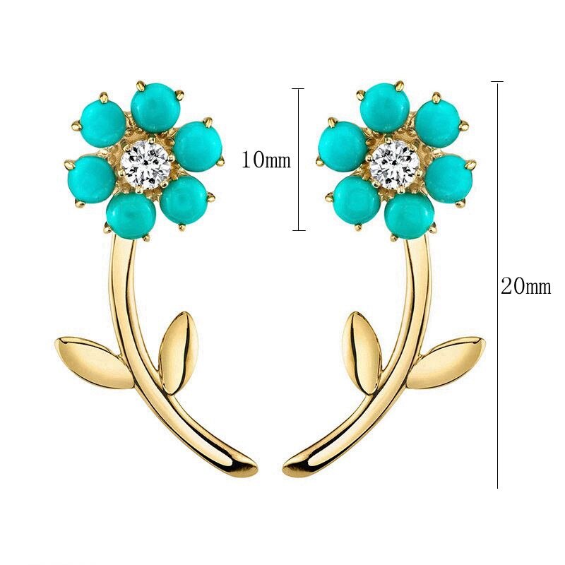 2022 Trend Blue Turquoises Series Hoop Earrings 925 Sterling Silver Ear Needle Small Earrings For Women Delicate Jewelry Pendant