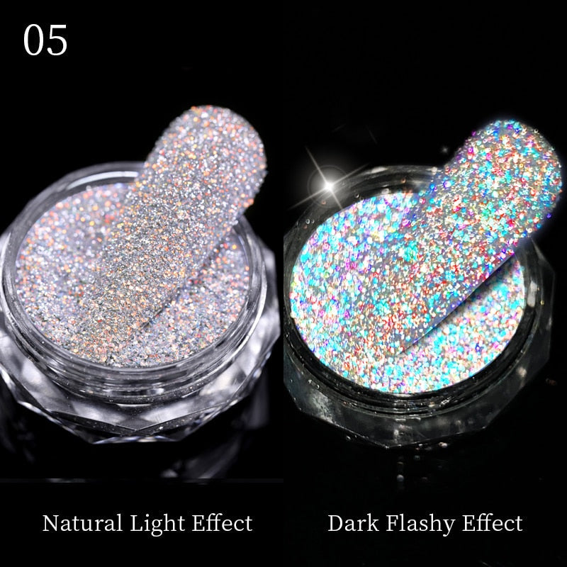 1Box Nail Mirror Glitter Powder Metallic Colorful Dust Metal Effect Nail Glitter Gold Nail Art UV Gel Polish Chrome Flakes Dust