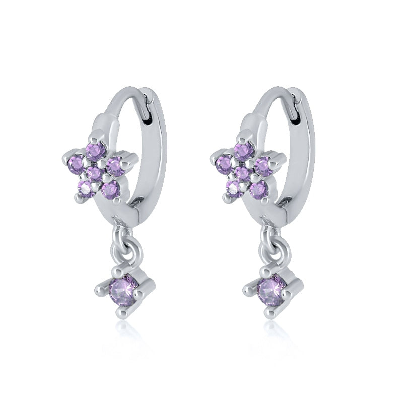 925 Sterling Silver Ear Needle Butterfly Hoop Earrings Colorful Crystal Animal Pendant Earrings for Women Party Fashion Jewelry