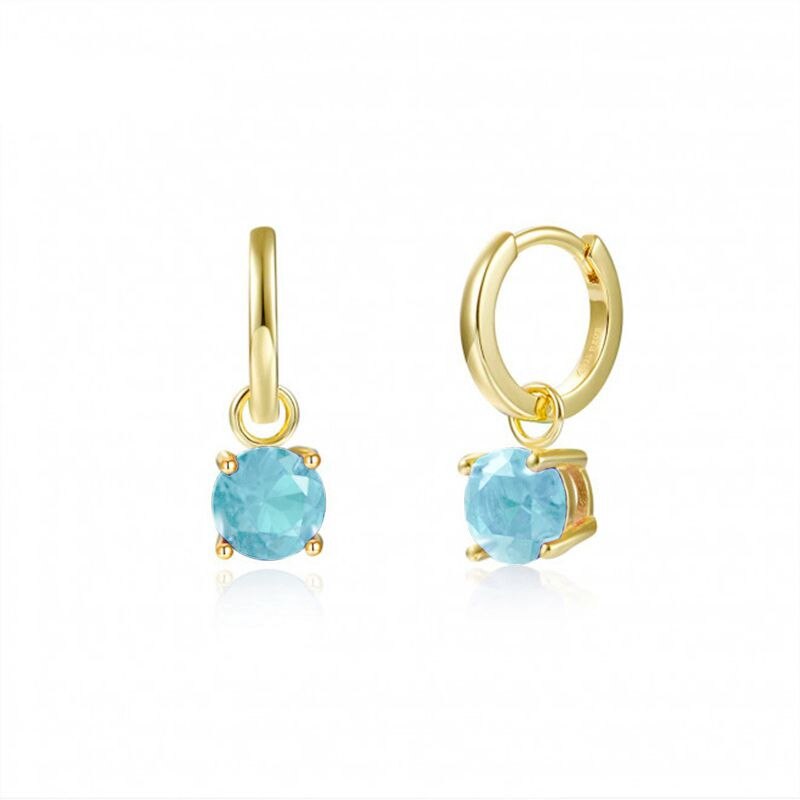 2022 Trend Blue Turquoises Series Hoop Earrings 925 Sterling Silver Ear Needle Small Earrings For Women Delicate Jewelry Pendant