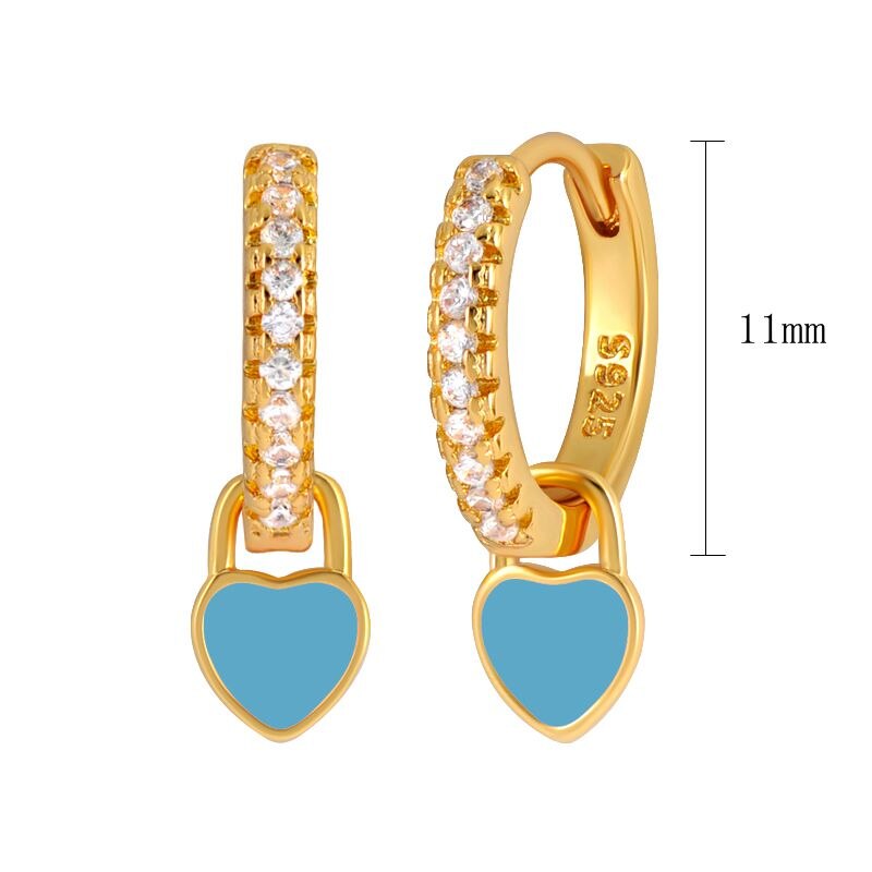 2022 Trend Blue Turquoises Series Hoop Earrings 925 Sterling Silver Ear Needle Small Earrings For Women Delicate Jewelry Pendant
