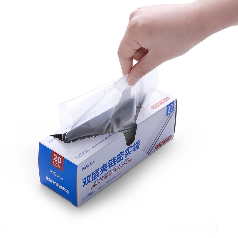 20pcs/lot Double Zipper Bag Freshness Protection Package Sealing Bag Refrigeratable Microwave Storage Bag
