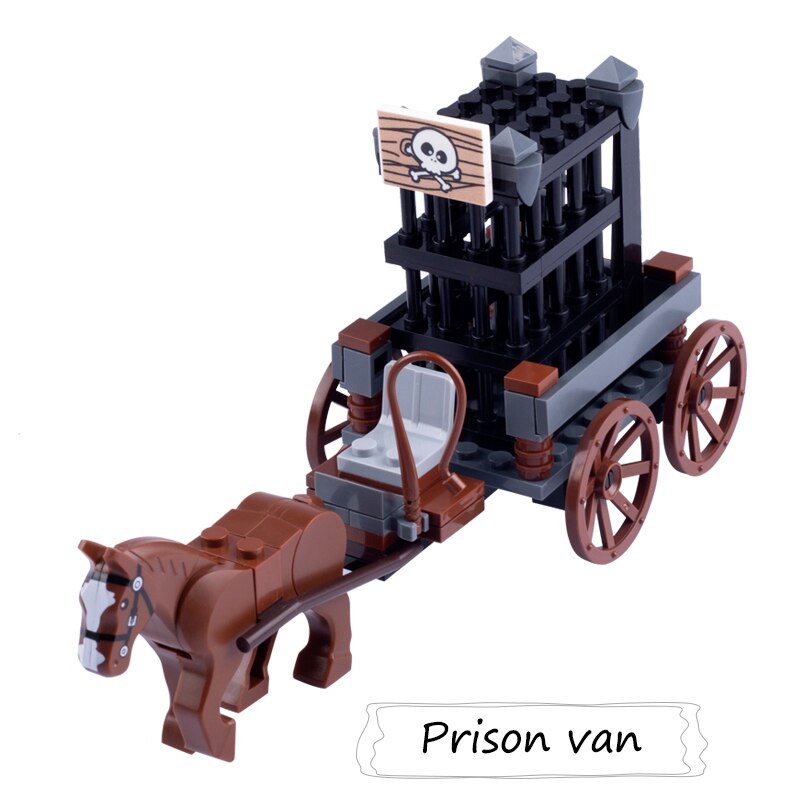 Medieval Castle Wall Model Building Blocks Ancient Military Siege Weapons Tent Watchtower Chariot Bonfire Carriage Bricks Toys