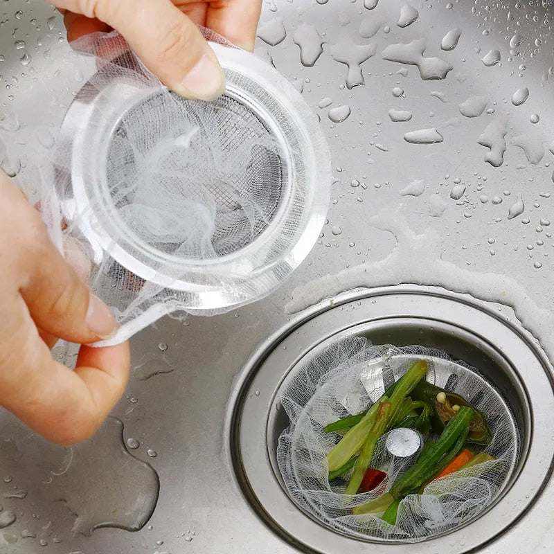 100/30PCS Disposable Sink Filter Mesh Bag Strainer  Waste Filter Drainage Hole Garbage Bag Kitchen Bathroom Clean Supplies