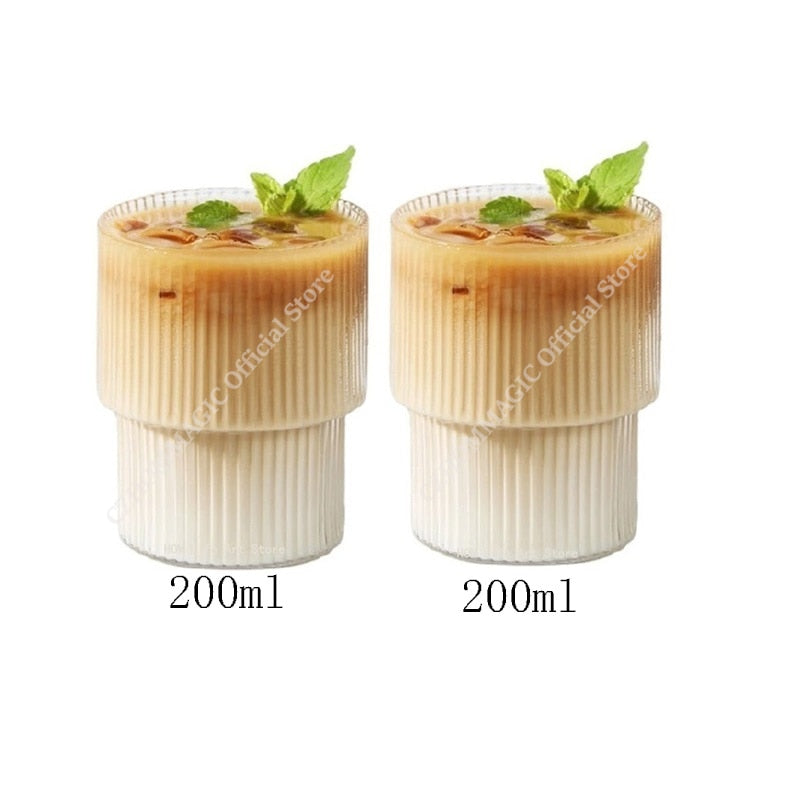 6/4/2/1Pcs American Coffee Mug Heat-Resistant Glass Cups Transparent Tea Mug Water Cup for Drinking Milk Beertea Juice Tumblers