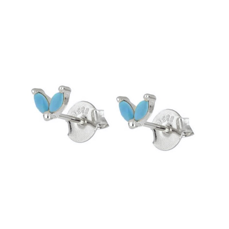 2022 Trend Blue Turquoises Series Hoop Earrings 925 Sterling Silver Ear Needle Small Earrings For Women Delicate Jewelry Pendant