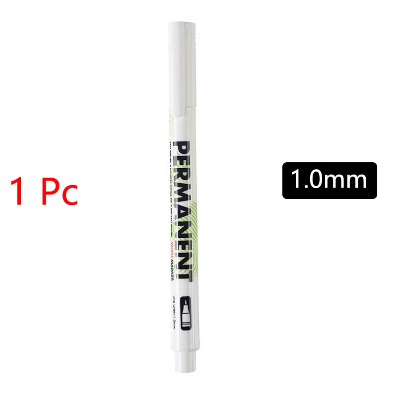 White Marker Pens set 2.0mm Oily Waterproof White Gel Pen DIY Graffiti Sketching Marker Stationery Writing School Supplies brush