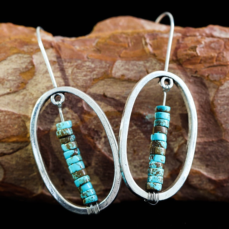 Vintage Ethnic Flower Drop Hanging Earring for Women Tredn Fashion Lovely Ear Pendant Dangle Earrings Jewelry Accessories