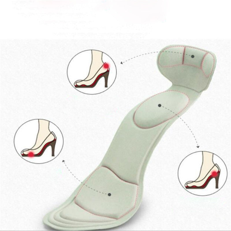 1 Pair 7D Comfort Breathable Women&#39;s Fashion Insoles Massage High-heeled Shoes Insoles Anti-slip Heel Post Back Cushion Pads