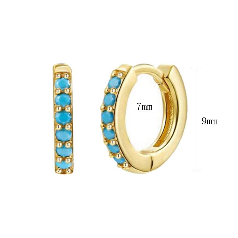2022 Trend Blue Turquoises Series Hoop Earrings 925 Sterling Silver Ear Needle Small Earrings For Women Delicate Jewelry Pendant