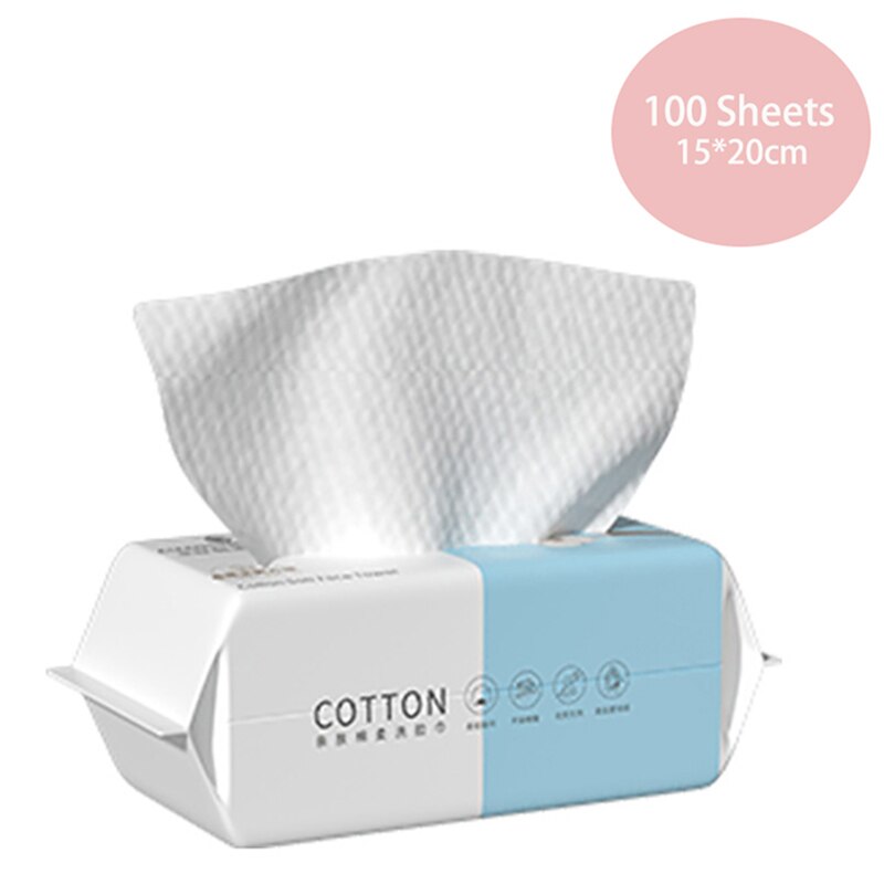 100 Count Disposable Face Towel Cotton Tissue Soft Thick Dry Wipe Reusable Makeup Remover Pads Facial Cleansing Tissue