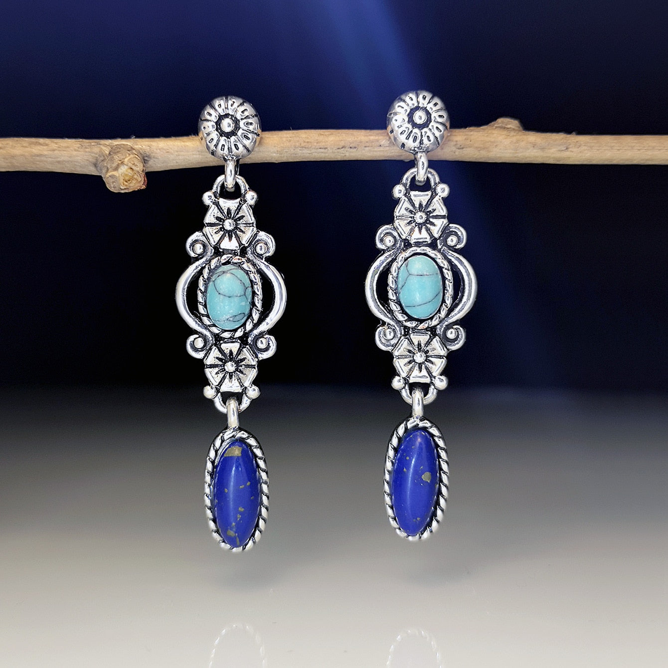 Vintage Ethnic Flower Drop Hanging Earring for Women Tredn Fashion Lovely Ear Pendant Dangle Earrings Jewelry Accessories