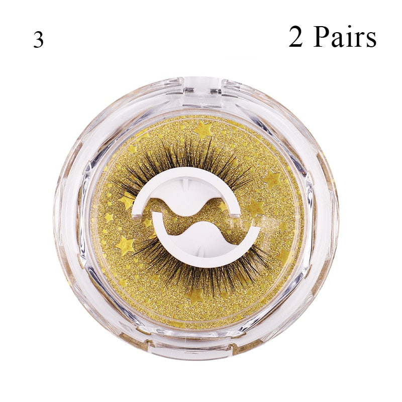 1Pair Reusable Self-adhesive False Eyelashes 3D Mink Lashes Glue-free Eyelash Extension 3 Seconds to Wear No Glue Needed Lashes