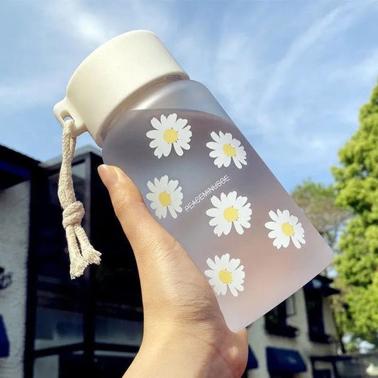 500ml Plastic Water Bottles for Girls Creative Frosted Drink Kawaii Sports Transparent Water Bottle with Portable Travel Tea Cup