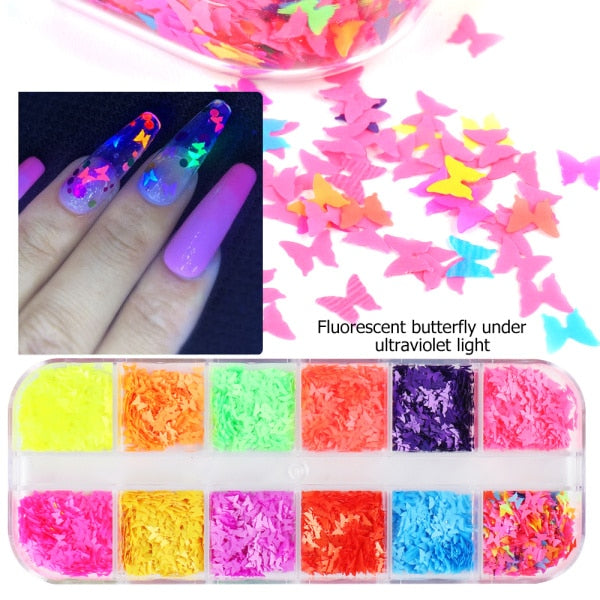 Iridescent Mixed Hexagon Nail Glitter Sequins Holo Flakes Nail Art Powder Gel Polish Paillette Manicure Accessories LADJ01-12-2