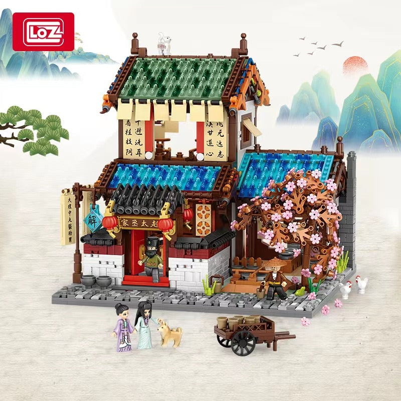 LOZ mini Blocks Kids Building Toys DIY Bricks Puzzle Ancient Chinese House 1055 1056 1057 1058
