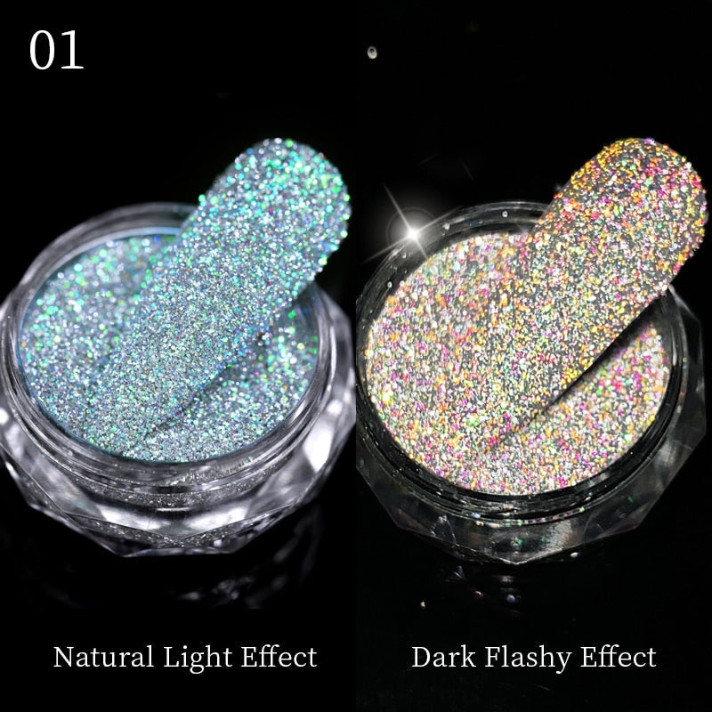 1Box Nail Mirror Glitter Powder Metallic Colorful Dust Metal Effect Nail Glitter Gold Nail Art UV Gel Polish Chrome Flakes Dust