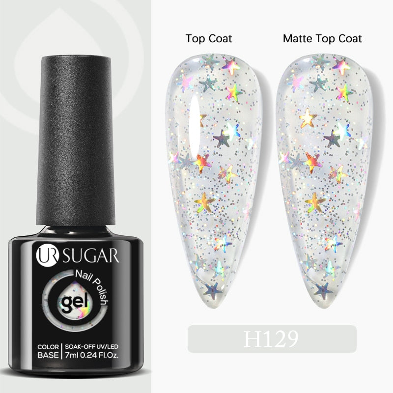 UR SUGAR 7ml Gold Glitter Gel Nail Polish Platinum Shining Mineral Sequins Soak Off UV LED Gel Nail Semi Permanent Manicure