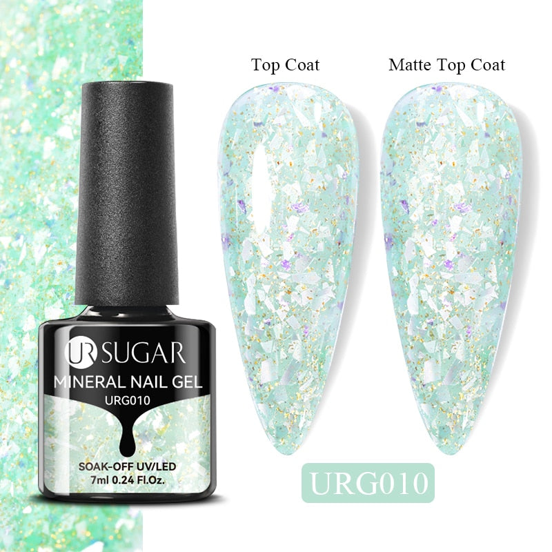 UR SUGAR 7ml Gold Glitter Gel Nail Polish Platinum Shining Mineral Sequins Soak Off UV LED Gel Nail Semi Permanent Manicure