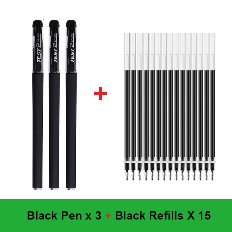 30PCS Gel Pen Set School supplies Black Blue Red ink Color 0.5mm Ballpoint pen Kawaii pen Students School Office Stationery