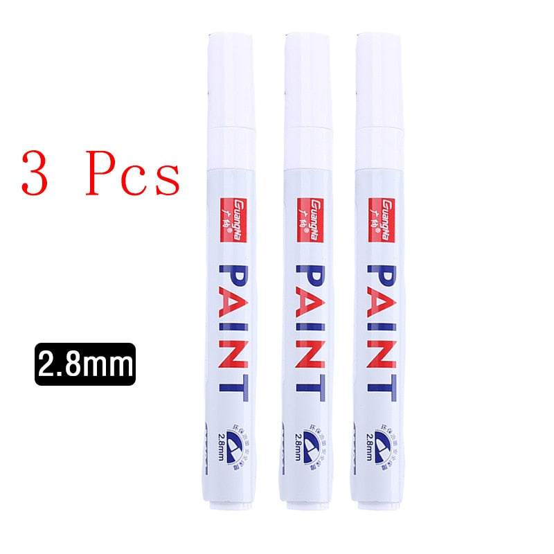 White Marker Pens set 2.0mm Oily Waterproof White Gel Pen DIY Graffiti Sketching Marker Stationery Writing School Supplies brush