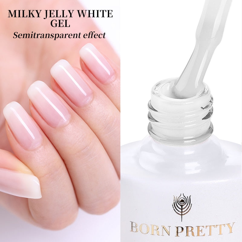 BORN PRETTY Milky Pink Quick Extension Gel Nail Polish Rubber Base Gel Camouflage Color Coat Semi Permanent Nails Art Gels 7ml