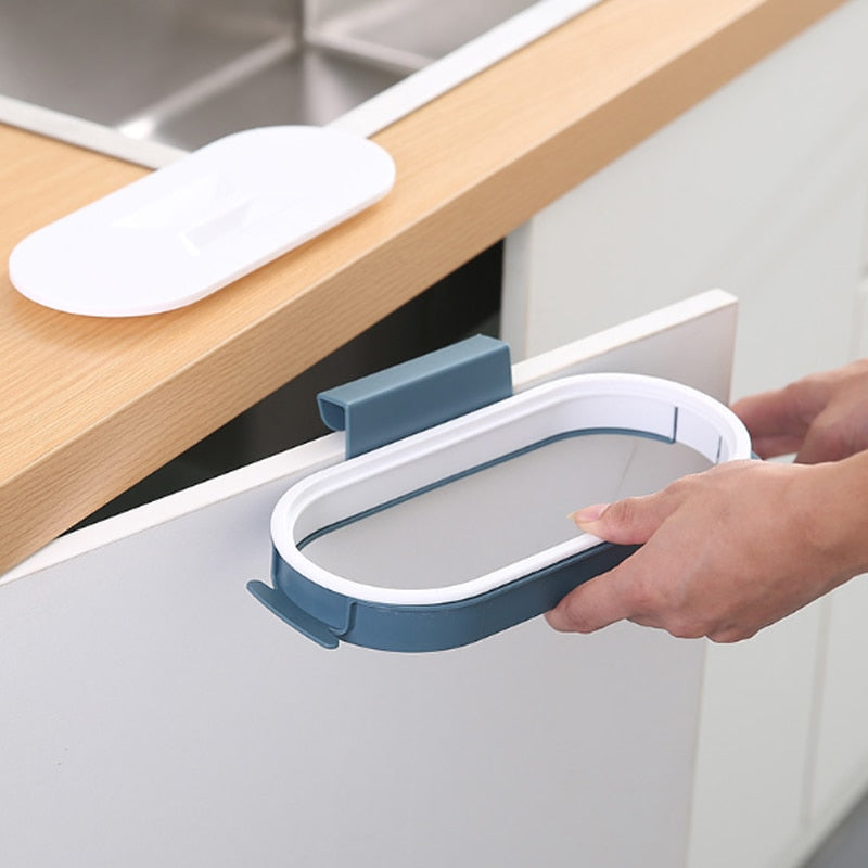 Garbage Bag Holder Kitchen Cabinet Door Basket Hanging Trash Can Waste Bin Garbage Rack Tool Storage Holder Kitchen Organizer