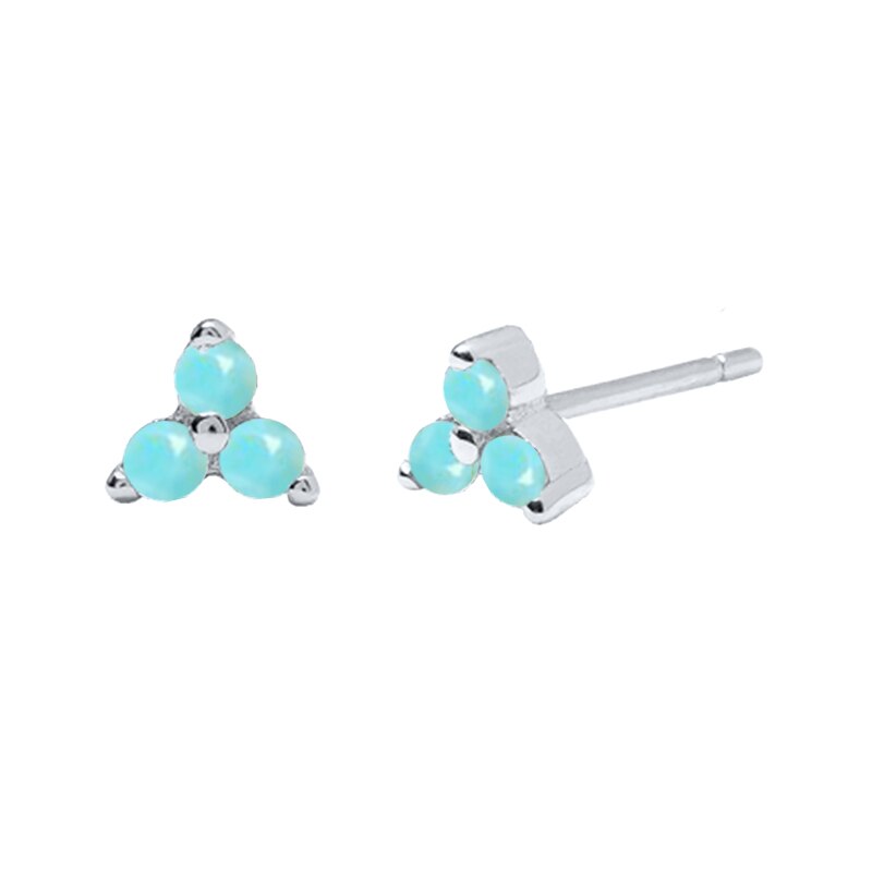 2022 Trend Blue Turquoises Series Hoop Earrings 925 Sterling Silver Ear Needle Small Earrings For Women Delicate Jewelry Pendant
