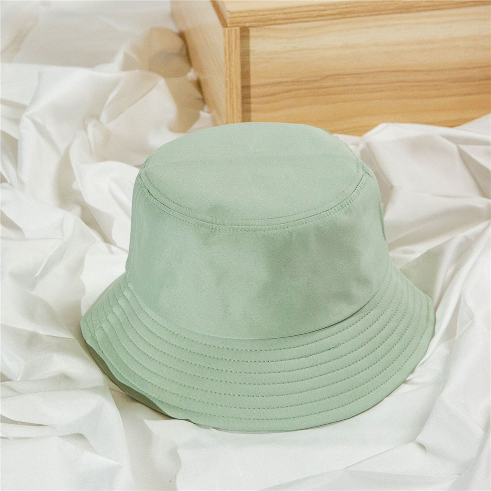 Cotton Summer Foldable Bucket Hat Unisex Women Outdoor Sunscreen Hat Pure Color Fishing Hunting Cap Men Basin Chapeau Beach Cap