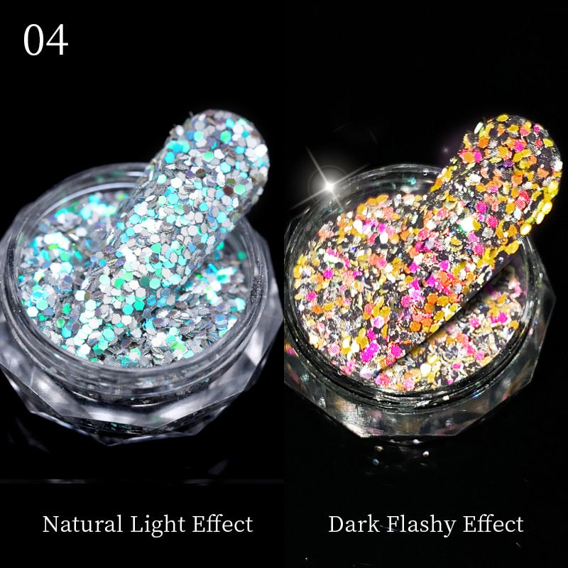 1Box Nail Mirror Glitter Powder Metallic Colorful Dust Metal Effect Nail Glitter Gold Nail Art UV Gel Polish Chrome Flakes Dust