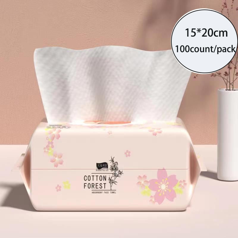 100 Count Disposable Face Towel Cotton Tissue Soft Thick Dry Wipe Reusable Makeup Remover Pads Facial Cleansing Tissue