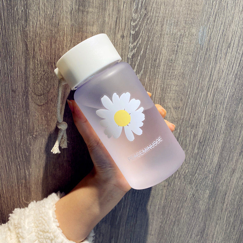 500ml Plastic Water Bottles for Girls Creative Frosted Drink Kawaii Sports Transparent Water Bottle with Portable Travel Tea Cup