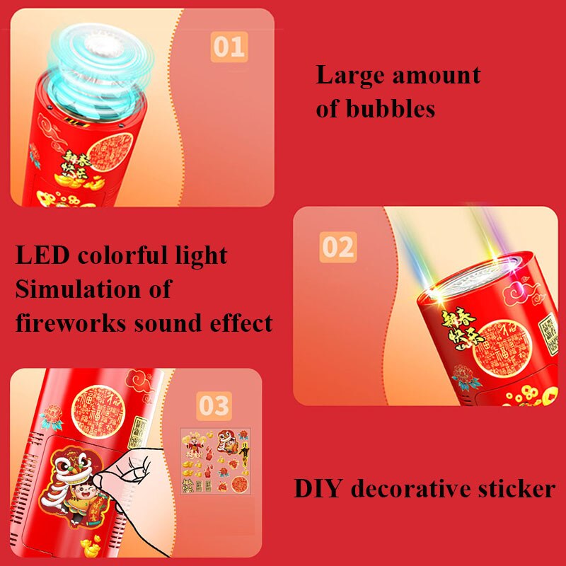 Automatic Fireworks Bubble Machine With Flash Lights Sounds Kids Toys Pro Party New Year Wedding Celebrate Bubble Machines