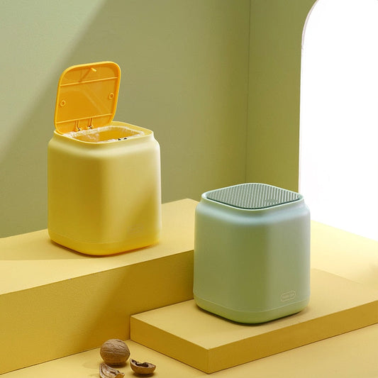 YOZWOO 2022 New Desktop trash can Creative small office press flip paper basket Nordic cute ins mini trash can