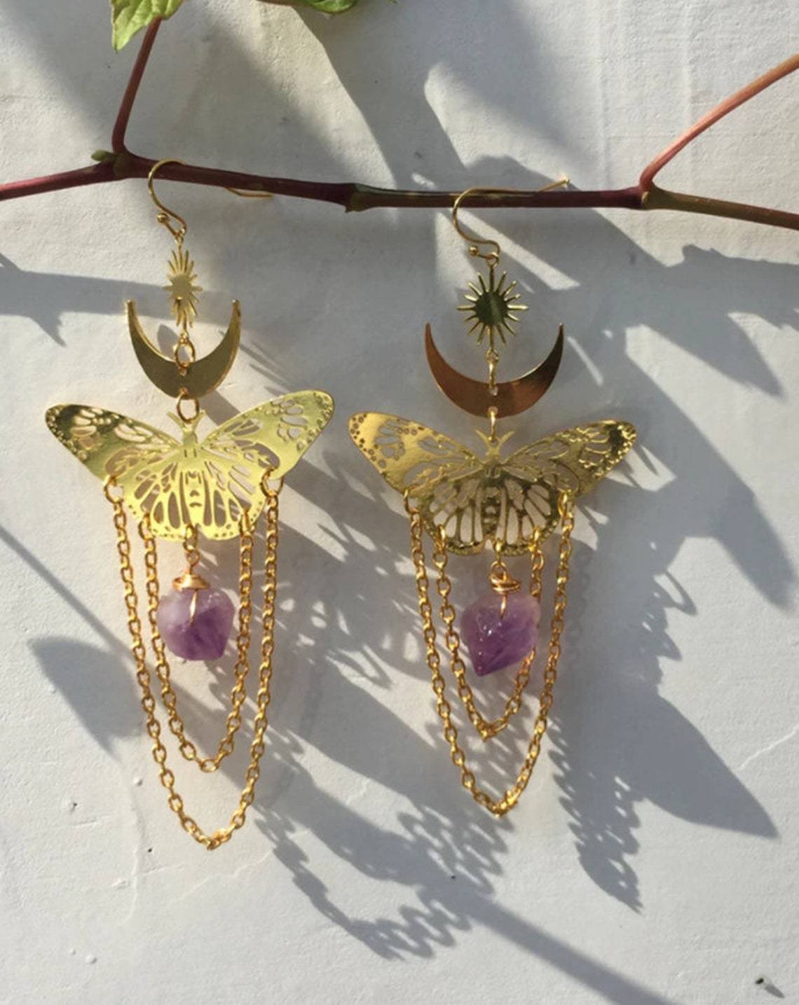 Moth Charm Gold Plated Earrings For Women Girls Boho Jewelry Accessories Hollow Butterfly Pendants Ear Hooks Beautiful Earring