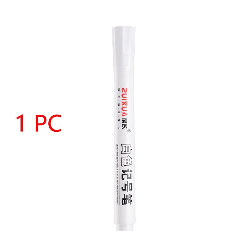 White Marker Pens set 2.0mm Oily Waterproof White Gel Pen DIY Graffiti Sketching Marker Stationery Writing School Supplies brush