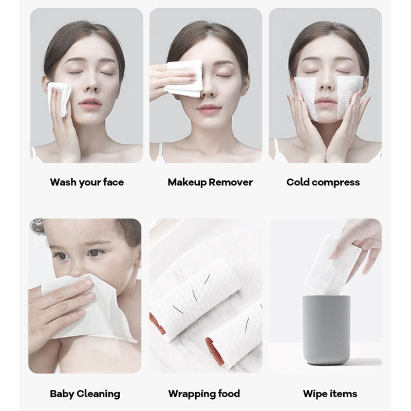 100PCS Disposable Face Towel 100%Cotton Makeup Wipes Tissue Soft Facial Cleansing Wet And Dry High Quality Reusable Pearl Cotton