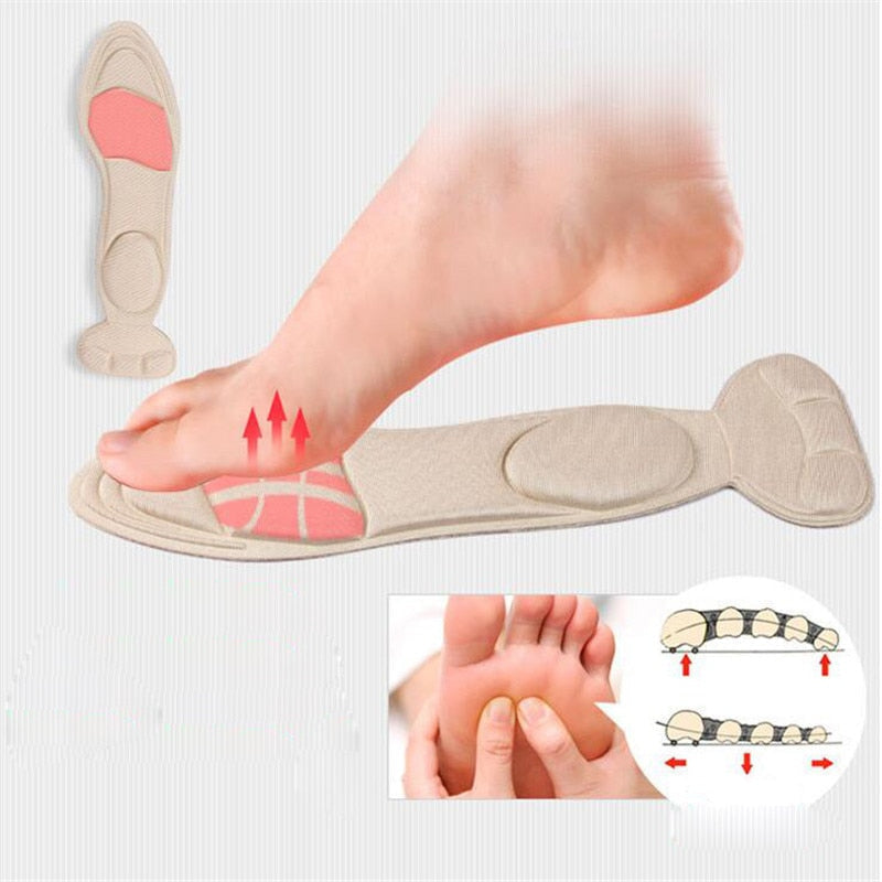 1 Pair 7D Comfort Breathable Women&#39;s Fashion Insoles Massage High-heeled Shoes Insoles Anti-slip Heel Post Back Cushion Pads