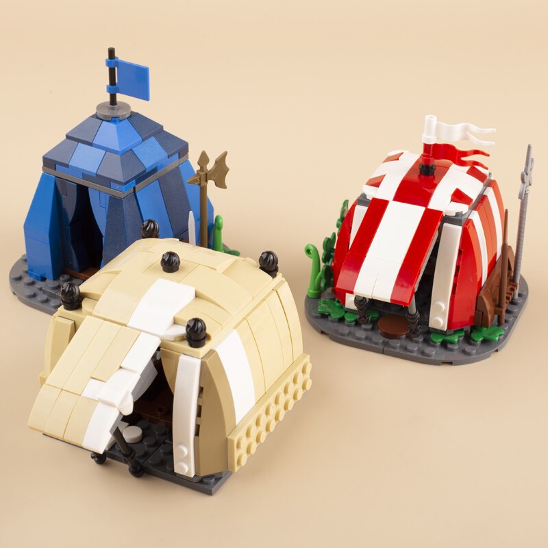 Medieval Castle Wall Model Building Blocks Ancient Military Siege Weapons Tent Watchtower Chariot Bonfire Carriage Bricks Toys