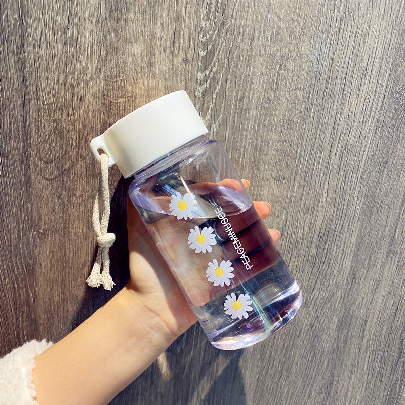 500ml Plastic Water Bottles for Girls Creative Frosted Drink Kawaii Sports Transparent Water Bottle with Portable Travel Tea Cup