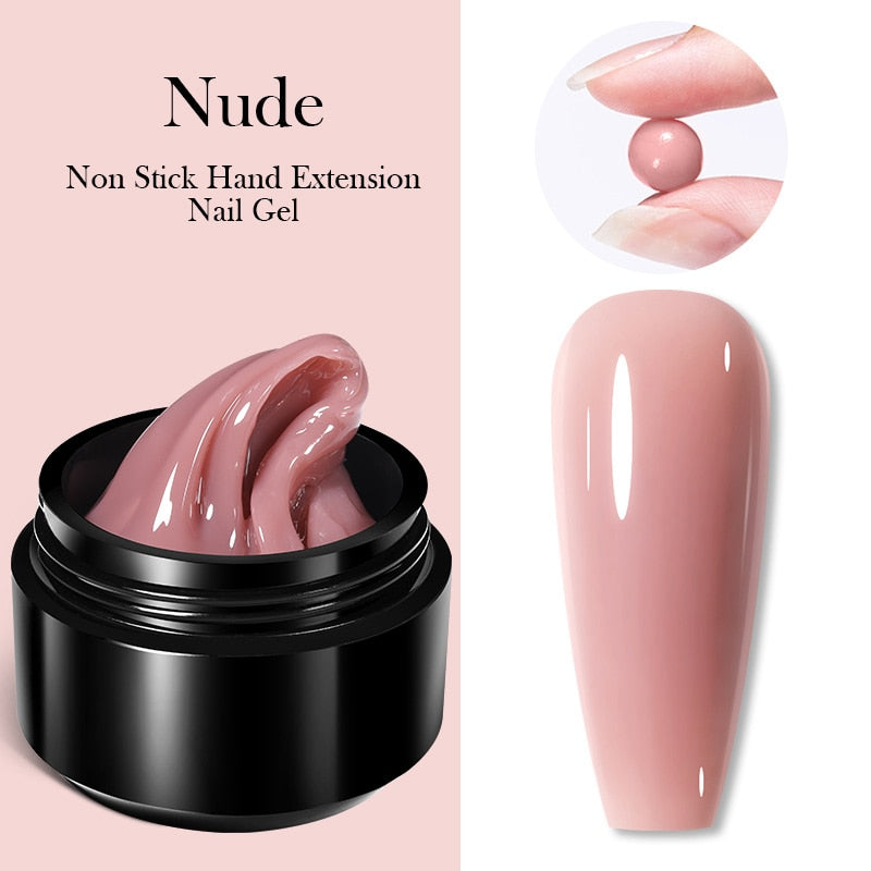 BORN PRETTY 15ML Non Stick Hand Solid Extension Nail Gel Clear Nude Pink Extension Gel Rhinestone Glue Gel Easy to Operate