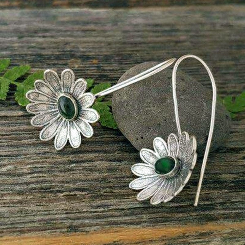 Vintage Ethnic Flower Drop Hanging Earring for Women Tredn Fashion Lovely Ear Pendant Dangle Earrings Jewelry Accessories