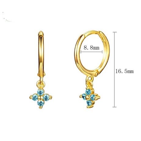 2022 Trend Blue Turquoises Series Hoop Earrings 925 Sterling Silver Ear Needle Small Earrings For Women Delicate Jewelry Pendant