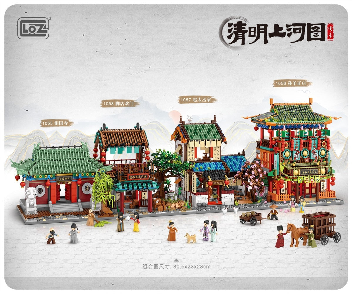 LOZ mini Blocks Kids Building Toys DIY Bricks Puzzle Ancient Chinese House 1055 1056 1057 1058