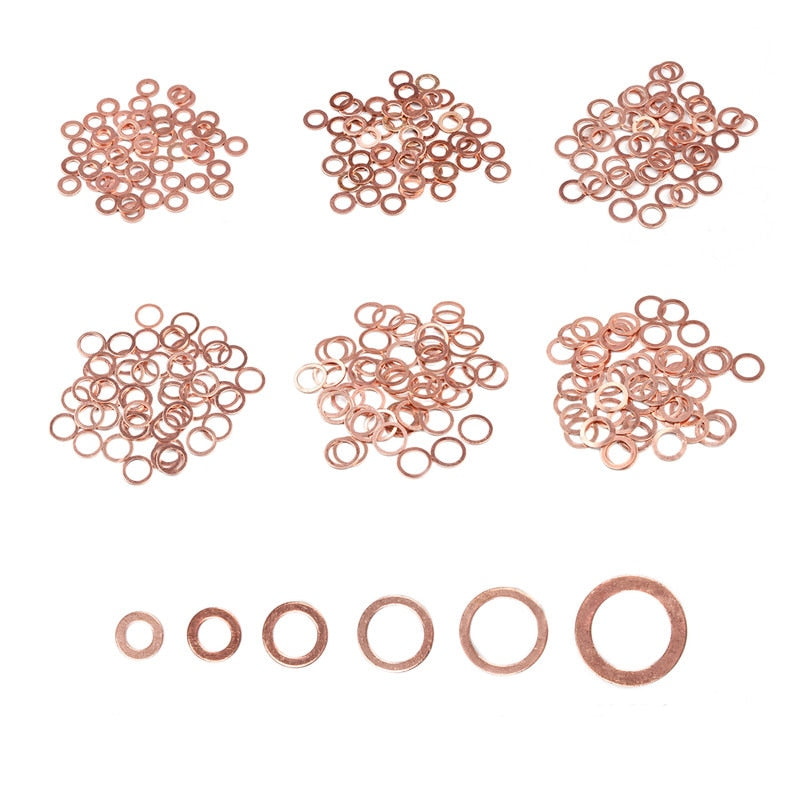 280/200/120/100Pcs Copper Sealing Solid Gasket Washer Sump Plug Oil For Boat Crush Flat Seal Ring Tool Hardware Accessories
