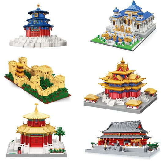 Famous Ancient Chinese Architecture mini diamond Blocks Model The tower Building Blocks Educational Kids Toys Bricks Gifts