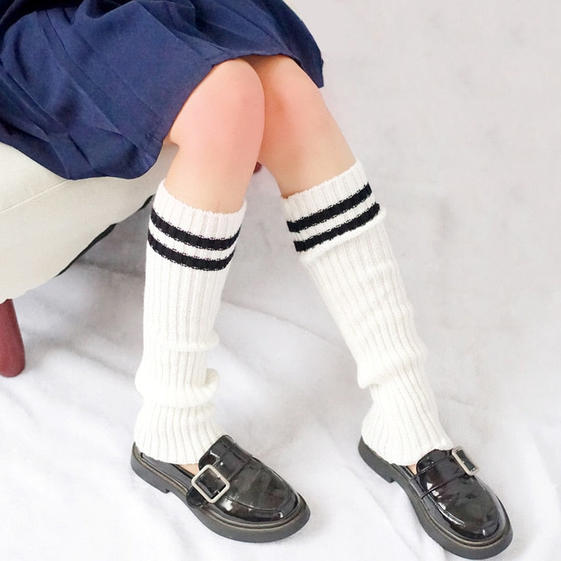 Lolita Long Socks Women Leg Warmers Knitted Warm Foot Cover White Arm Warmer Ladies Autumn Winter Crochet Socks Boot Cuffs