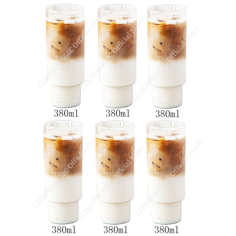 6/4/2/1Pcs American Coffee Mug Heat-Resistant Glass Cups Transparent Tea Mug Water Cup for Drinking Milk Beertea Juice Tumblers
