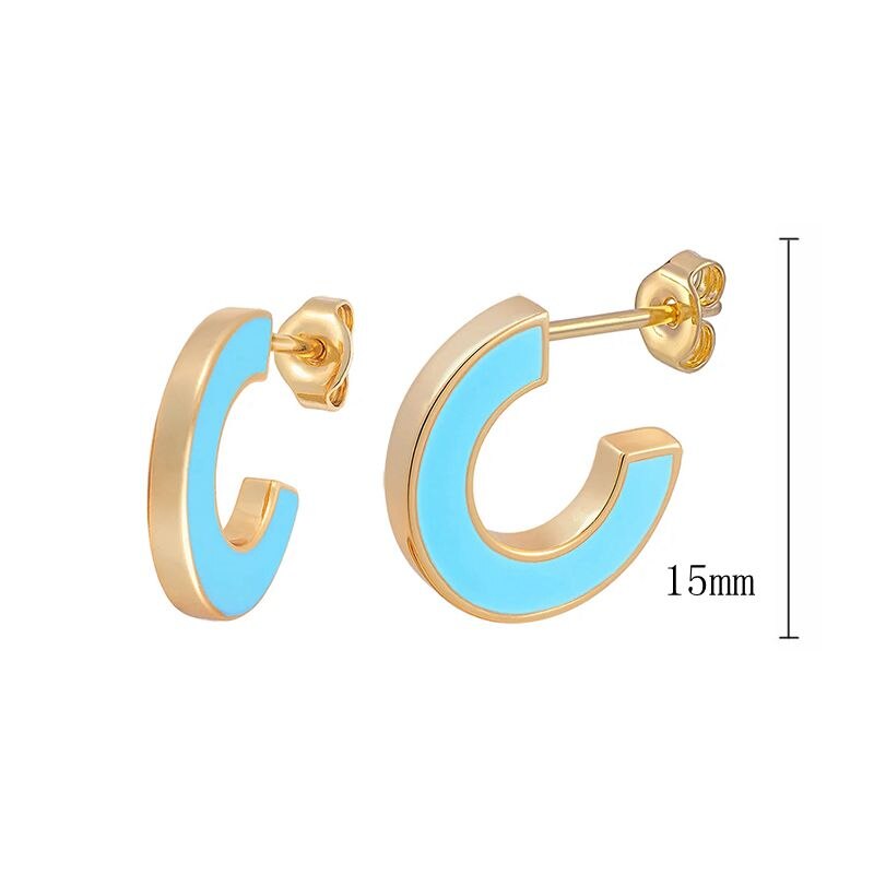 2022 Trend Blue Turquoises Series Hoop Earrings 925 Sterling Silver Ear Needle Small Earrings For Women Delicate Jewelry Pendant